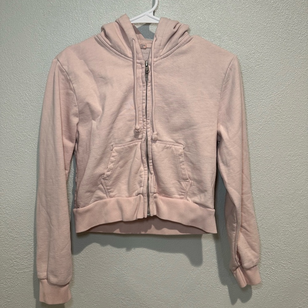 Brandy Melville Light Pink Zip-Up Hoodie